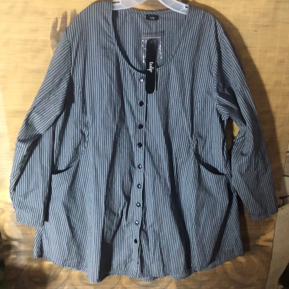 NWT NEW! TULIP brand XL Button down ivy jacket blouse Smock top oversized shirt - Picture 5 of 15